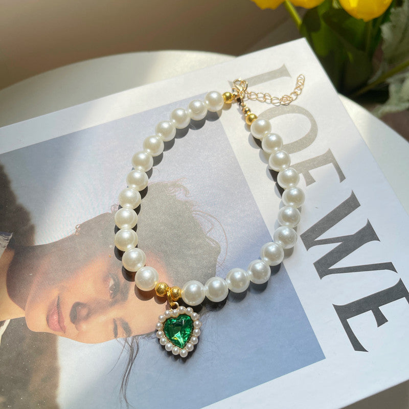 Cat Loveheart Crystal Pendant Necklace