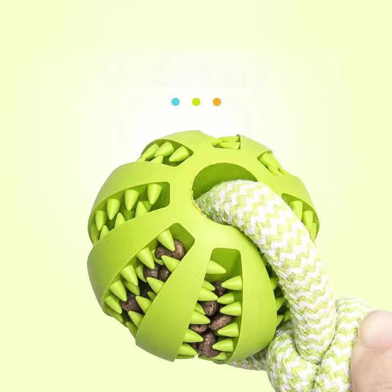 Rubber Hemp Dog Toy Ball & Rope Bite Resistant & Tooth Cleaning