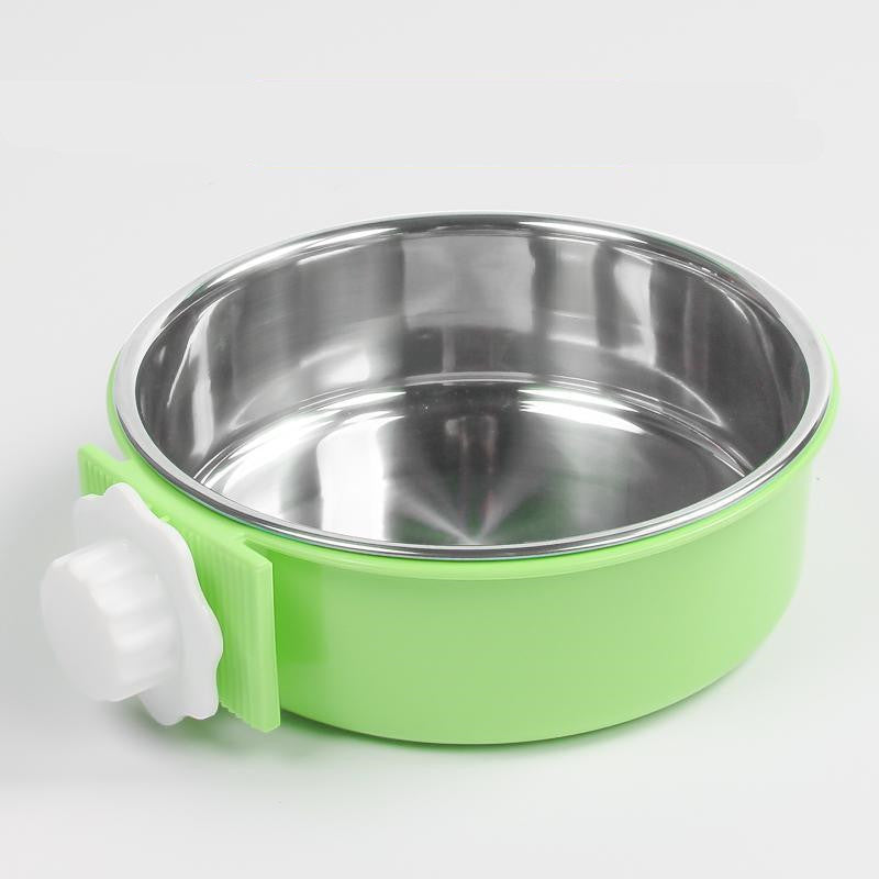 Stainless Steel Dog/Cat Fixed Cage Bowl Anti-Overturning
