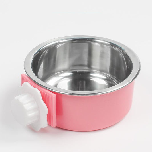 Stainless Steel Dog/Cat Fixed Cage Bowl Anti-Overturning