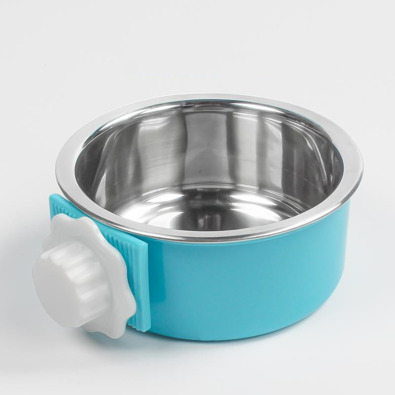 Stainless Steel Dog/Cat Fixed Cage Bowl Anti-Overturning