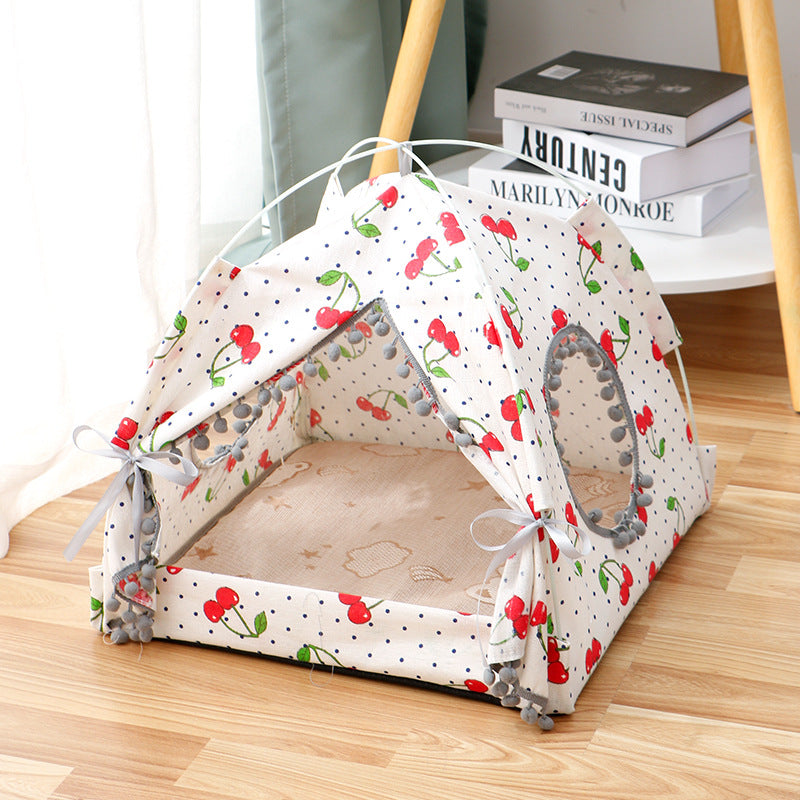 Cute Cat Tent House Enclosed Pet Bed