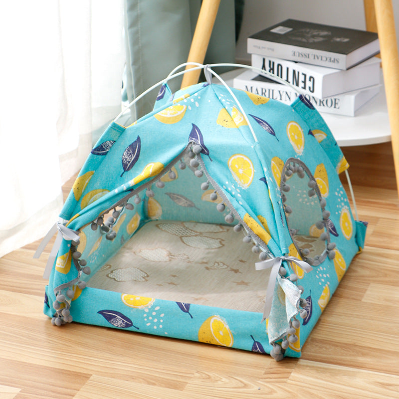 Cute Cat Tent House Enclosed Pet Bed