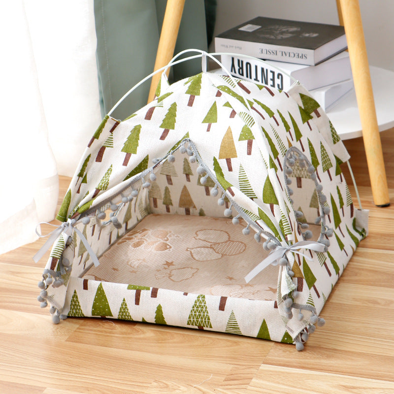 Cute Cat Tent House Enclosed Pet Bed