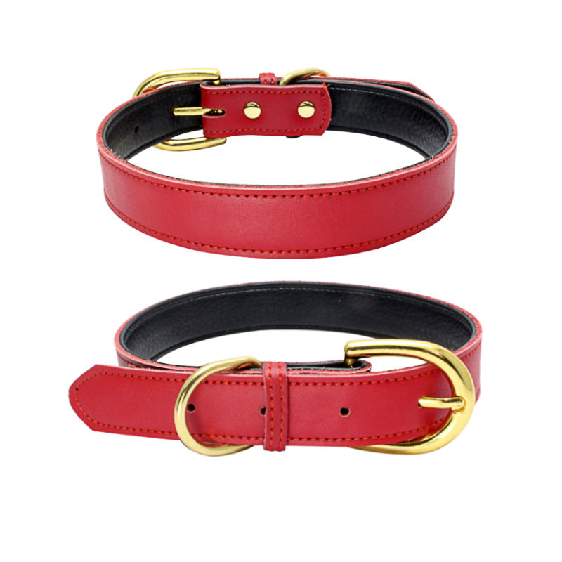 Cat/Dog Classic Look Leather Collar Genuine Cowhide