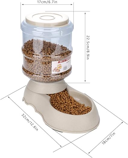 Water And Food Gravity Dispensers With Bowls Eating Drinking Dogs Cats