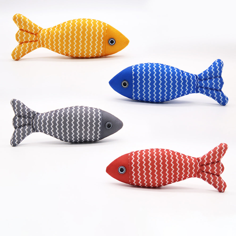 Burlap Fish Catnip Toy For Teething Cats & Dogs With Tough Bite Durable