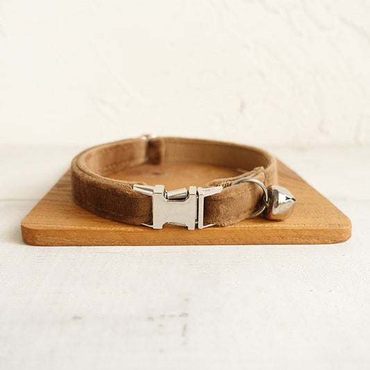 Classic Brown Pet Collar With Bell