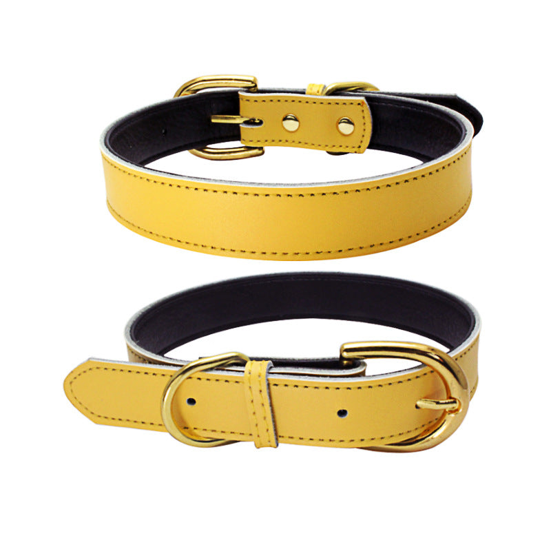 Cat/Dog Classic Look Leather Collar Genuine Cowhide