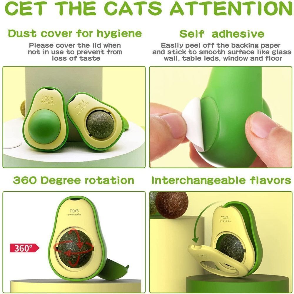 Cute Avocado Dental Clean Catnip Ball Toy for Cats
