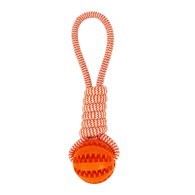 Rubber Hemp Dog Toy Ball & Rope Bite Resistant & Tooth Cleaning