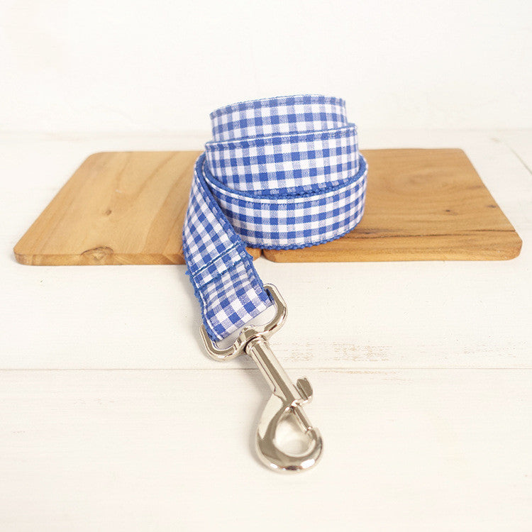 Blue Checked Pet Lead & Collar