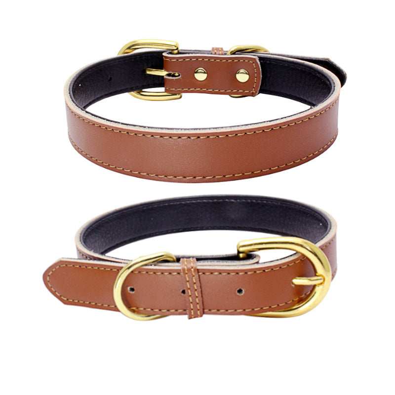 Cat/Dog Classic Look Leather Collar Genuine Cowhide