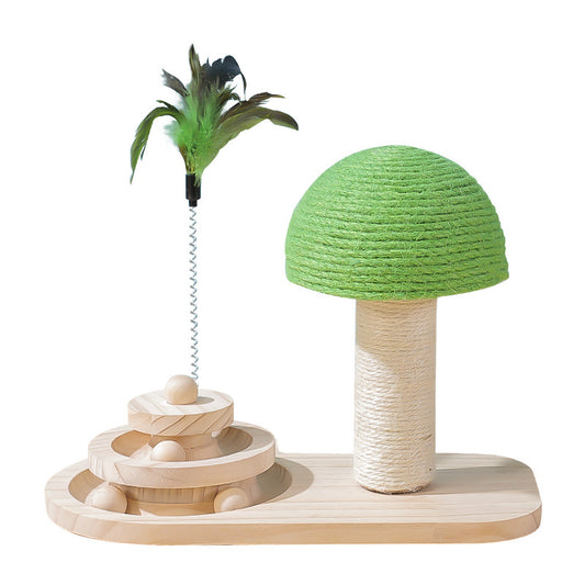 Cat Scratching Tree Post Three-layer Turntable Wooden Balls Sisal Scratcher
