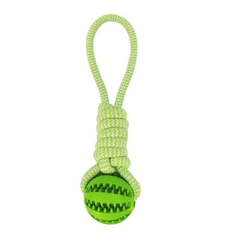 Rubber Hemp Dog Toy Ball & Rope Bite Resistant & Tooth Cleaning