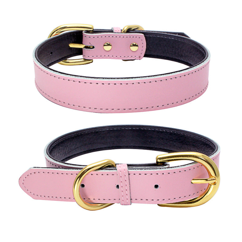 Cat/Dog Classic Look Leather Collar Genuine Cowhide
