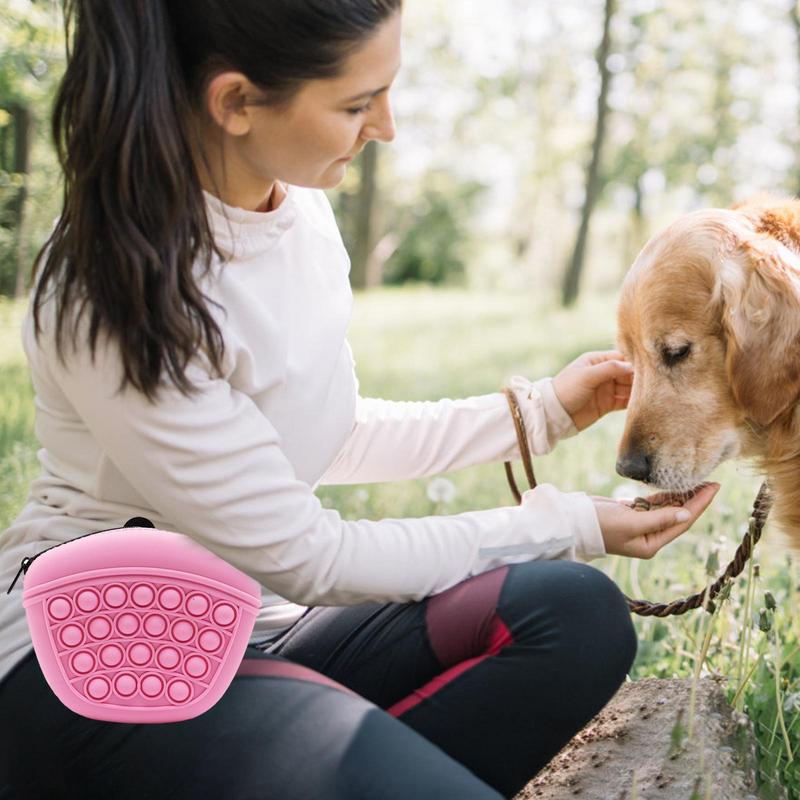 Dog Treats Waist Pouch Bag Silicone Pet Training Snack Clip-on Outdoor