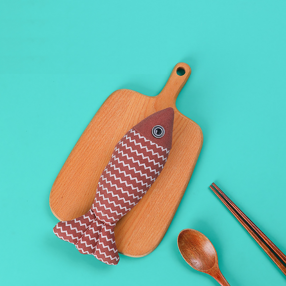 Burlap Fish Catnip Toy For Teething Cats & Dogs With Tough Bite Durable