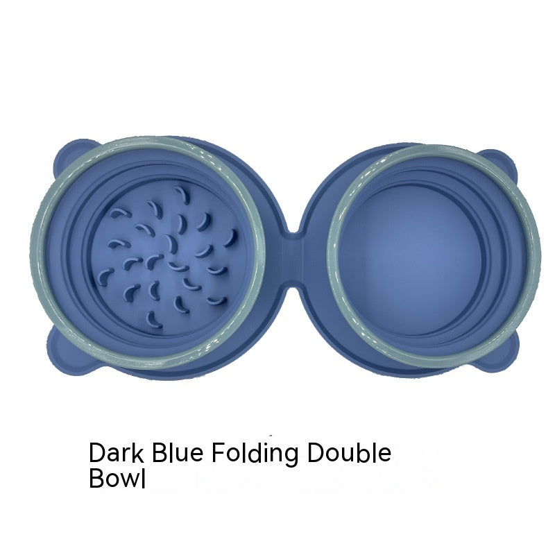 Foldable Non-Slip Travel Outdoor Silicone Double Dog/Cat Food Bowls