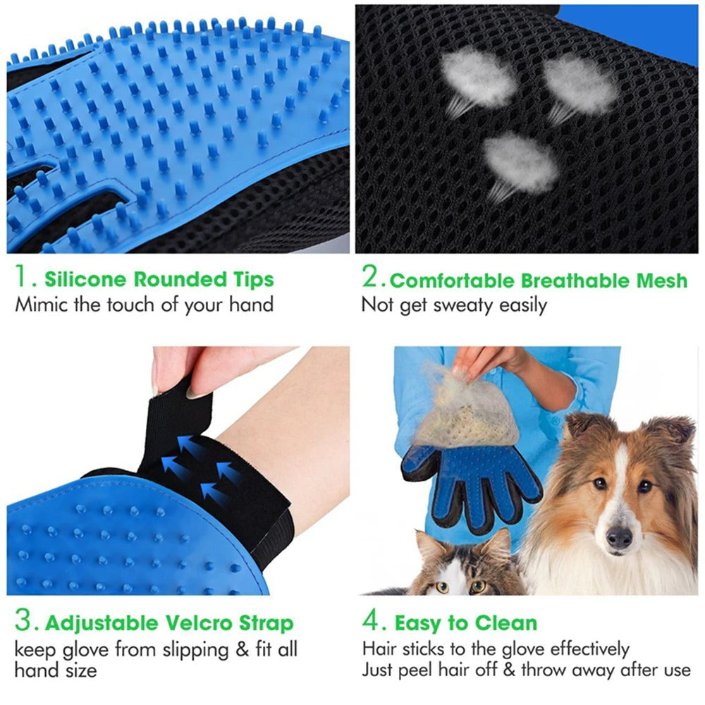 Grooming Glove For Dogs/Cats Pet Hair De-shedding Brush Cleaning Massage