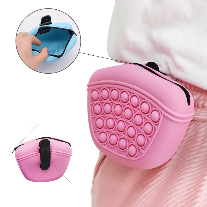 Dog Treats Waist Pouch Bag Silicone Pet Training Snack Clip-on Outdoor