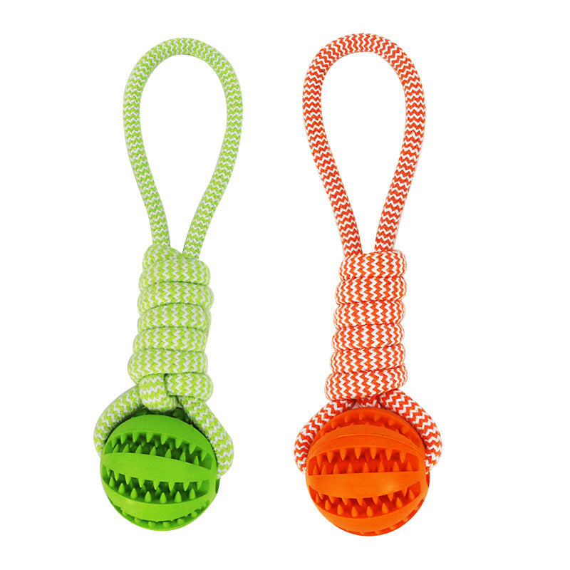 Rubber Hemp Dog Toy Ball & Rope Bite Resistant & Tooth Cleaning