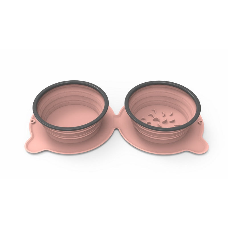 Foldable Non-Slip Travel Outdoor Silicone Double Dog/Cat Food Bowls