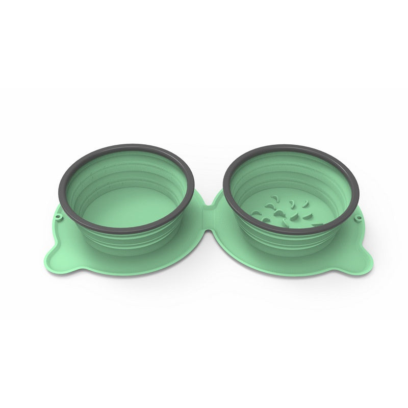 Foldable Non-Slip Travel Outdoor Silicone Double Dog/Cat Food Bowls