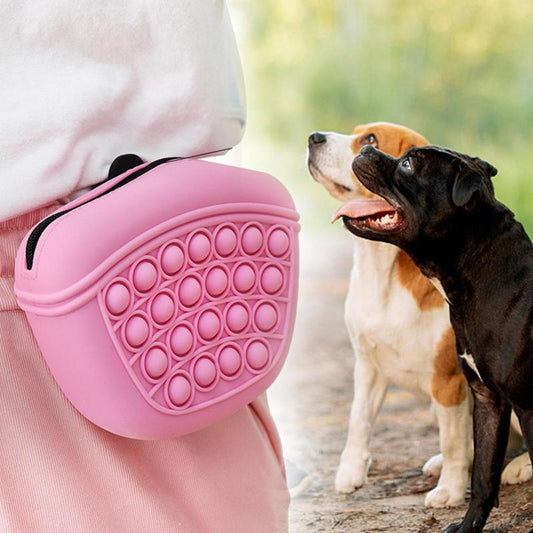 Dog Treats Waist Pouch Bag Silicone Pet Training Snack Clip-on Outdoor