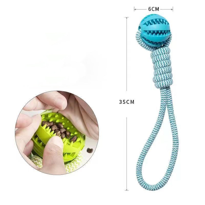 Rubber Hemp Dog Toy Ball & Rope Bite Resistant & Tooth Cleaning