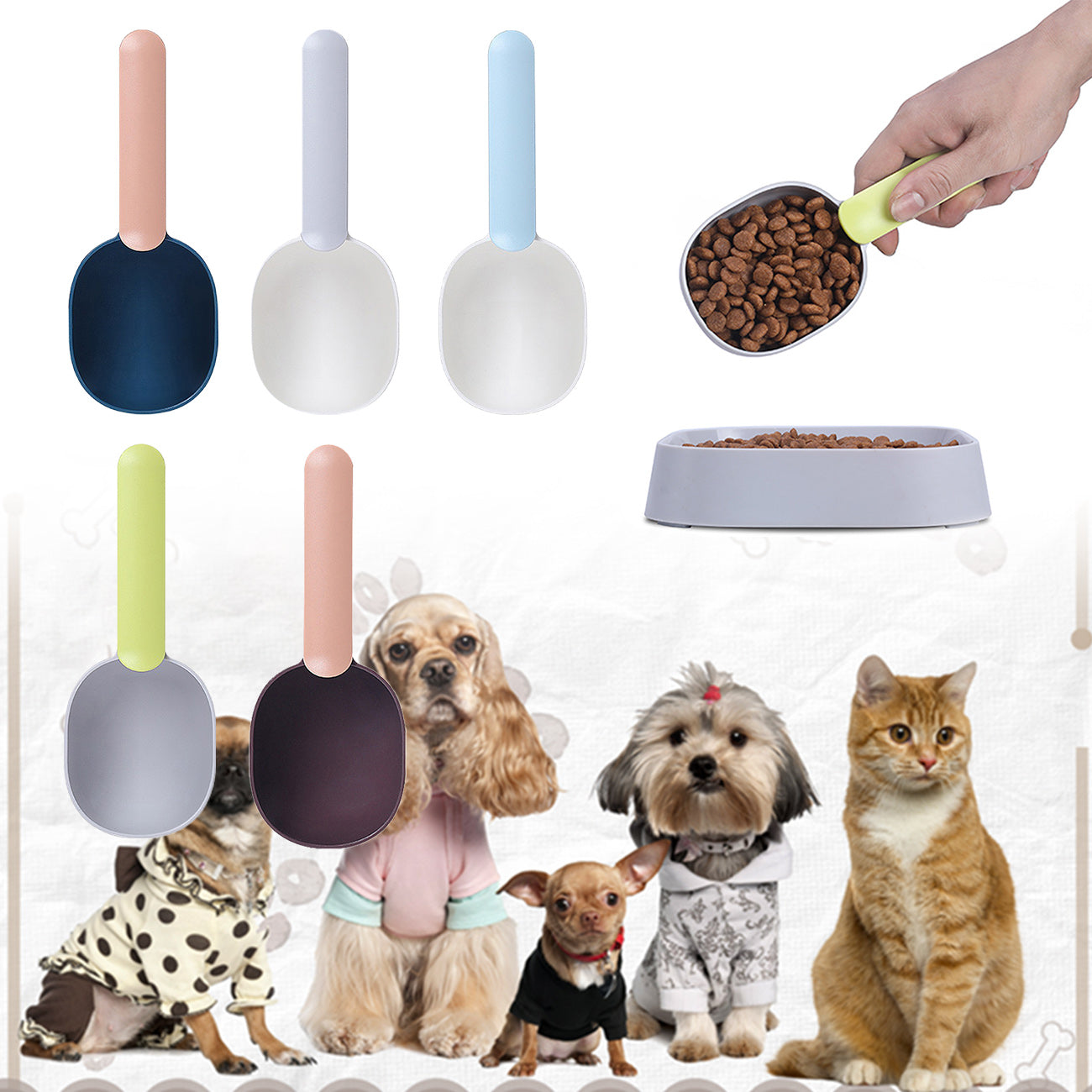 Pet Food Scoop 50g With Bag Clip Handle For Dogs & Cats