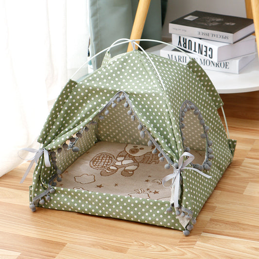 Cute Cat Tent House Enclosed Pet Bed