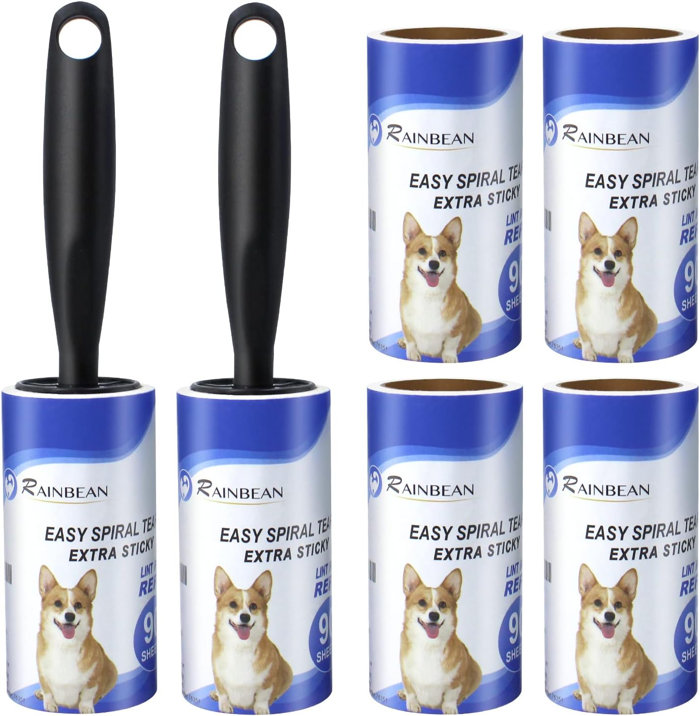 Extra Sticky Lint Rollers For Pet Hair, 540 SHEETS, 6 Refills, 2 Upgrade Handles, Portable Brush Removes Dog and Cat Hair from Clothes and Furniture