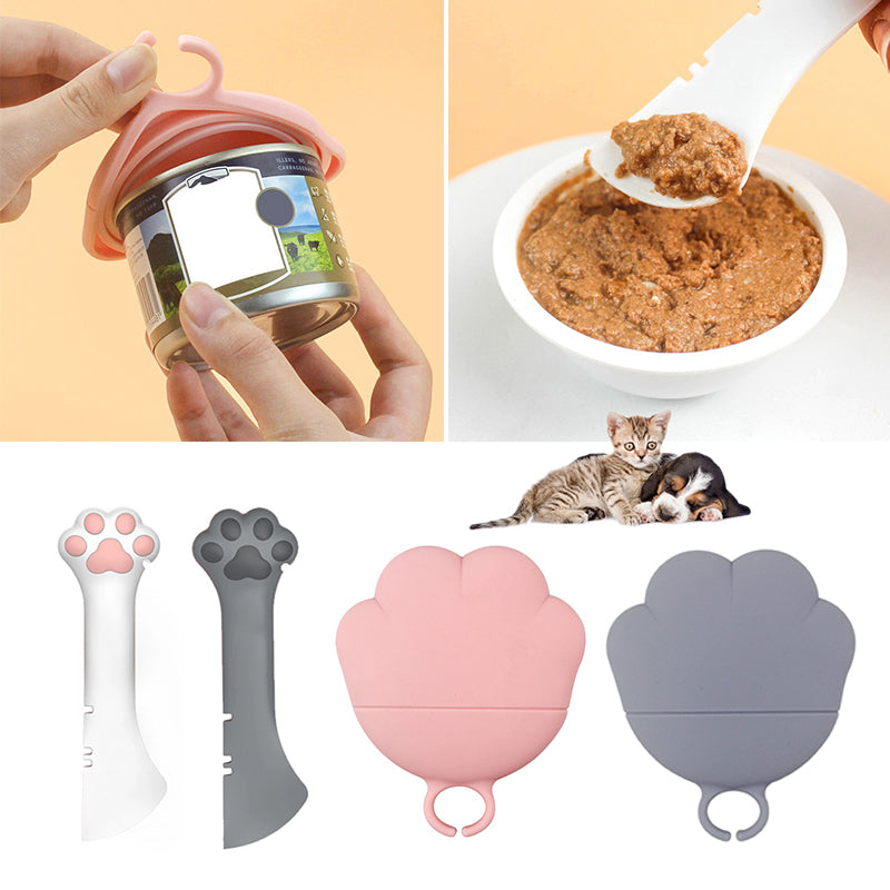 Pet Canned Spoon & Jar Cover & Opener For Opening, Feeding & Mixing Wet & Dry Food